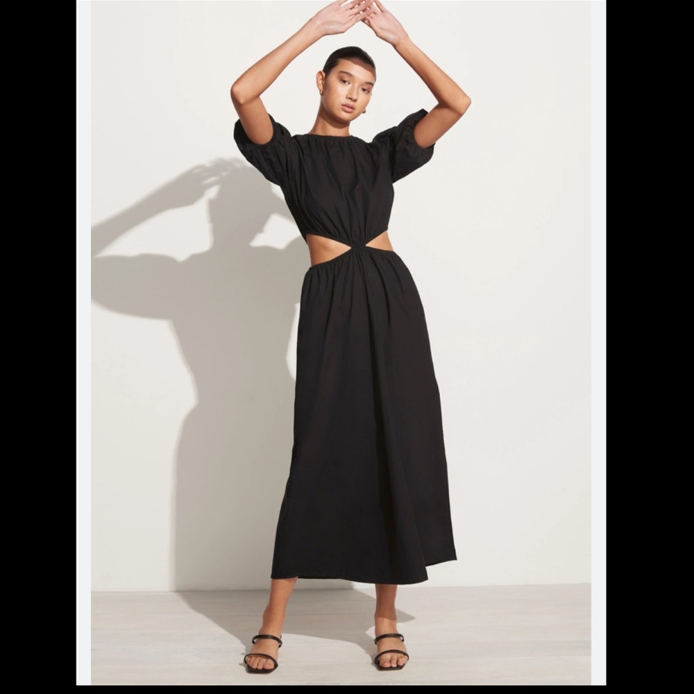 NWT FAITHFULL THE BRAND Alessandria Midi Dress Black XS